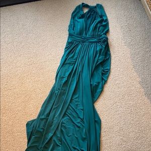Bebe: long t-back draped jersey gown